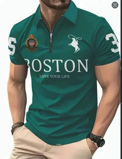 Men's 3D Digital Print Zip-Up Polo Shirt - Fun Stuff Gift Shop
