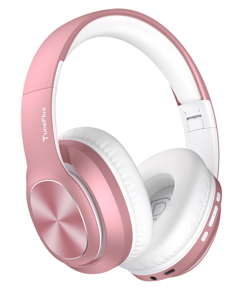 TuneFlux Wireless Bluetooth Headphones | 80H Battery | 3EQ Modes | Rose Gold - Fun Stuff Gift Shop