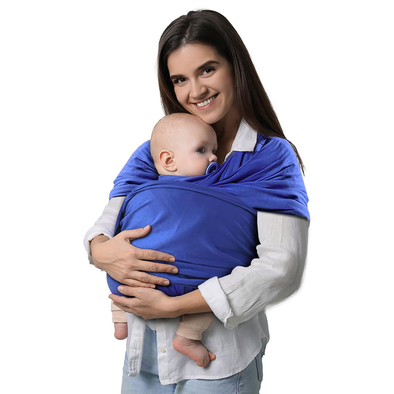 Organic Cotton Baby Wrap Carrier & Sling – Soft, Stretchy & Hands-Free for Newborns to Toddlers (Blue) - Baby Carriers - Fun Stuff Gift Shop