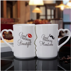 Couple’s Ceramic Mug Set – Cute Matching Coffee Cups with Personalized Designs (Gift for Couples)