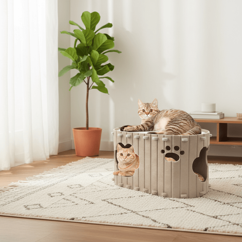 Foldable Cat Cave House for Indoor Cats — Up to 22 lbs - Fun Stuff Gift Shop