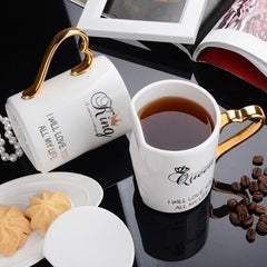 Couple’s Ceramic Mug Set – Cute Matching Coffee Cups with Personalized Designs (Gift for Couples)