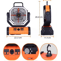 3-in-1 Camping Fan with LED Light & Power Bank – Portable Rechargeable Outdoor Fan (10,000mAh / 20,000mAh, Quiet, Adjustable) - Fun Stuff Gift Shop