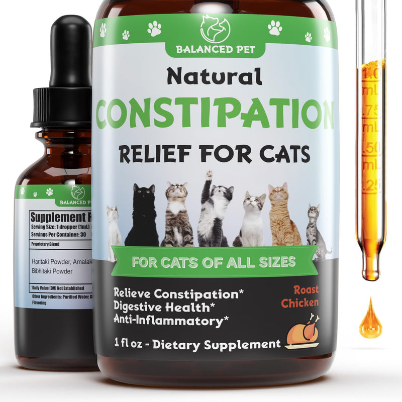 Natural Cat Constipation Relief :: Cat Laxative :: Cat Laxative Constipation Relief :: Constipation Relief for Cats :: Constipation Relief for Cat :: Cat Constipation :: 1 fl oz :: Chicken Flavor - Fun Stuff Gift Shop