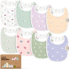8-Pack Organic Baby Bibs – Soft GOTS-Certified Cotton Drool & Teething Bibs for Boys & Girls (Lunaris) - Baby Bibs - Fun Stuff Gift Shop