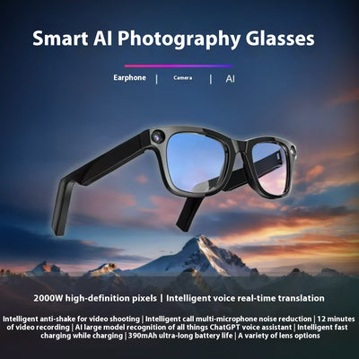 AI Camera Smart Glasses | HD Video, Voice Calls, Translation & Object Recognition
