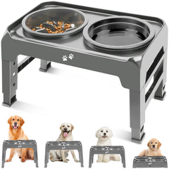 Elevated Dog Bowls 2-in-1 | Adjustable Height Raised Feeder with Slow Feeder & Water Bowl - Fun Stuff Gift Shop