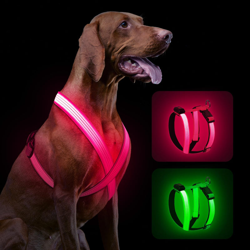 LED Light Up Dog Harness — Rechargeable, Reflective & Adjustable | Safe Night Walking Vest for Small, Medium & Large Dogs - Fun Stuff Gift Shop