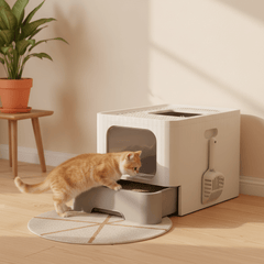 Enclosed Cat Litter Box with Lid — Large Top Entry, Anti-Splash Deep Tray - Fun Stuff Gift Shop
