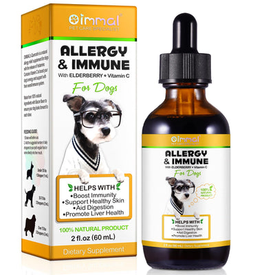 Allergy Relief Drops for Dogs Allergy Immune Booster Treatment for Seasonal Allergies & Digestive Healthy Immune System Dog Supplement with Milk Thistle and Turmeric Bacon Flavor - 60ml / 2 fl.oz
