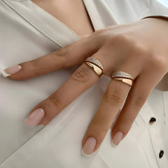 Elegant Adjustable Sparkle Ring – Luxury Multi-Row Crystal Statement Band for Women