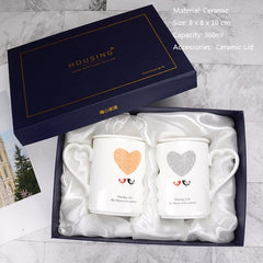 Couple’s Ceramic Mug Set – Cute Matching Coffee Cups with Personalized Designs (Gift for Couples)