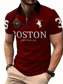 Men's 3D Digital Print Zip-Up Polo Shirt - Fun Stuff Gift Shop