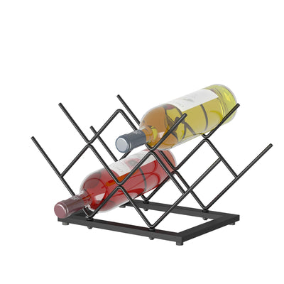 7-Bottle Countertop Wine Rack | Black Metal Wine Bottle Organizer for Home Bar & Kitchen - Fun Stuff Gift Shop