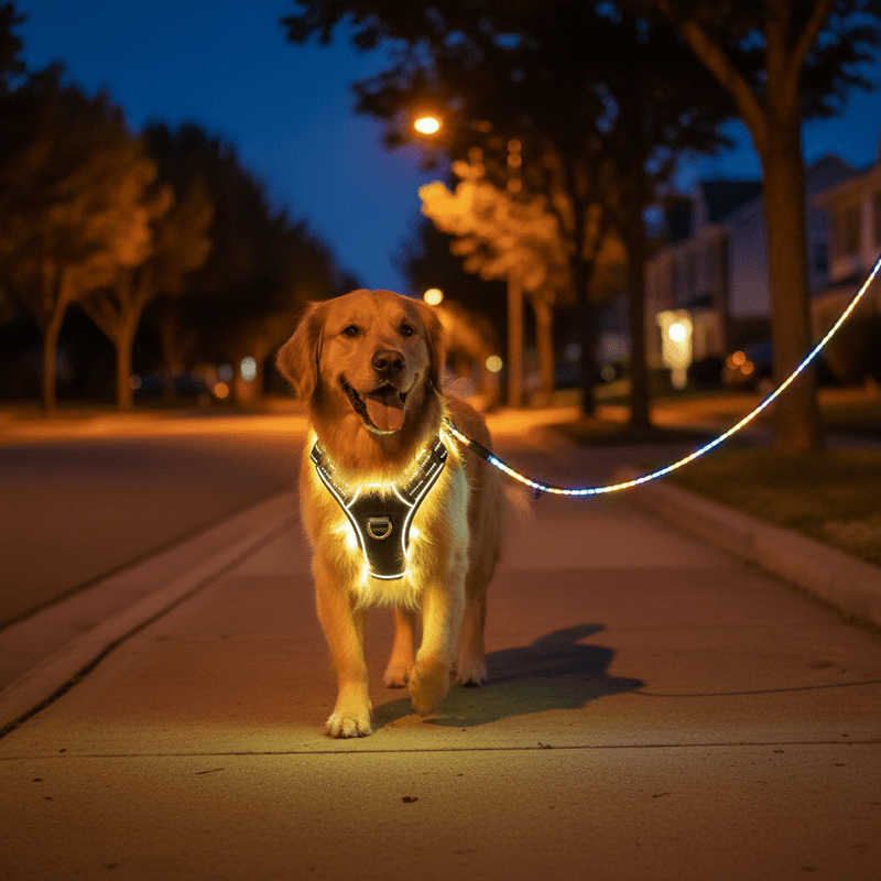 GlowBright LED Dog Harness with Leash Set — Rechargeable, Reflective & Adjustable - Fun Stuff Gift Shop