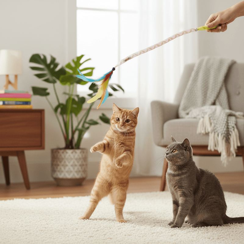 Interactive Cat Wand Toys — 3 Pack with Feathers & Jingle Bells - Fun Stuff Gift Shop