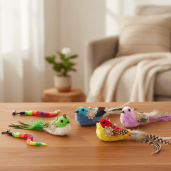 Cat Feather Wand Refills — 7 Pack with Flying Birds & Caterpillars - Fun Stuff Gift Shop