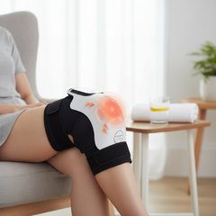 CAP & BOW knee massager with heat and red light therapy in a bright home wellness setting