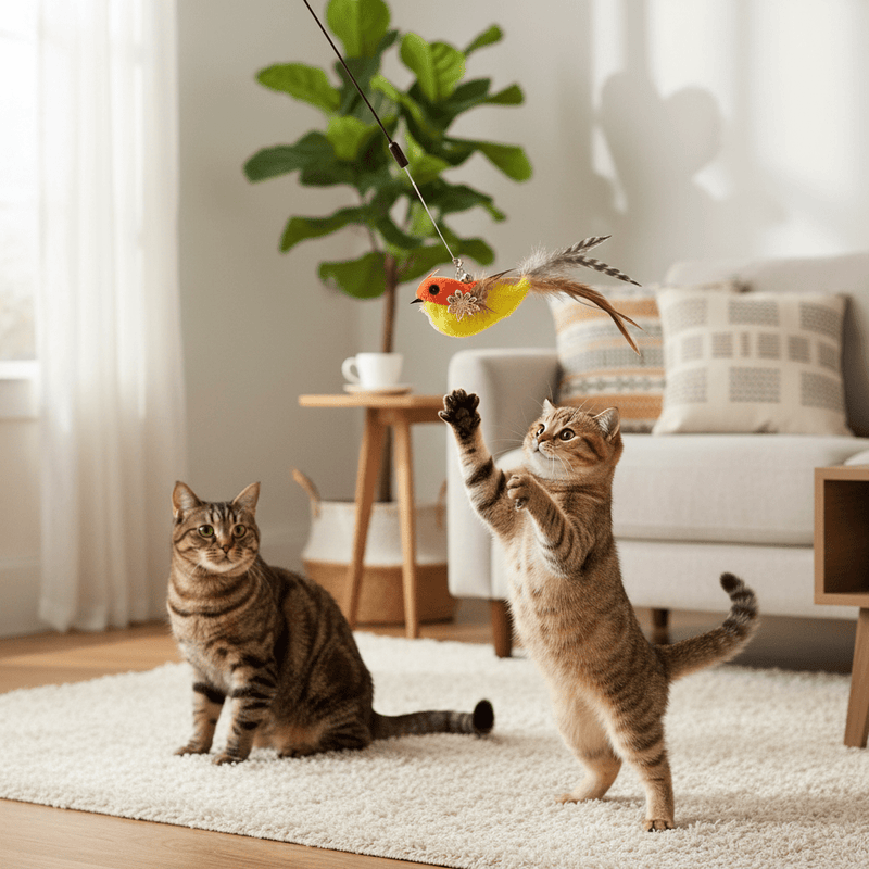 Cat Feather Wand Refills — 7 Pack with Flying Birds & Caterpillars - Fun Stuff Gift Shop