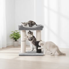4-in-1 Cat Tree with Large Bed, Self-Groomer & Scratching Posts | Large Cats - Fun Stuff Gift Shop
