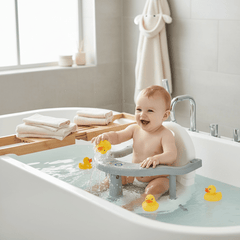 Foldable Baby Bath Seat with Suction Cups – Non-Slip Bathtub Chair for Babies 6–36 Months (Grey) - Baby Bath Seats - Fun Stuff Gift Shop