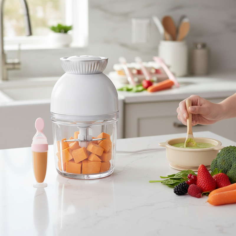 Baby food maker set used during homemade baby food preparation