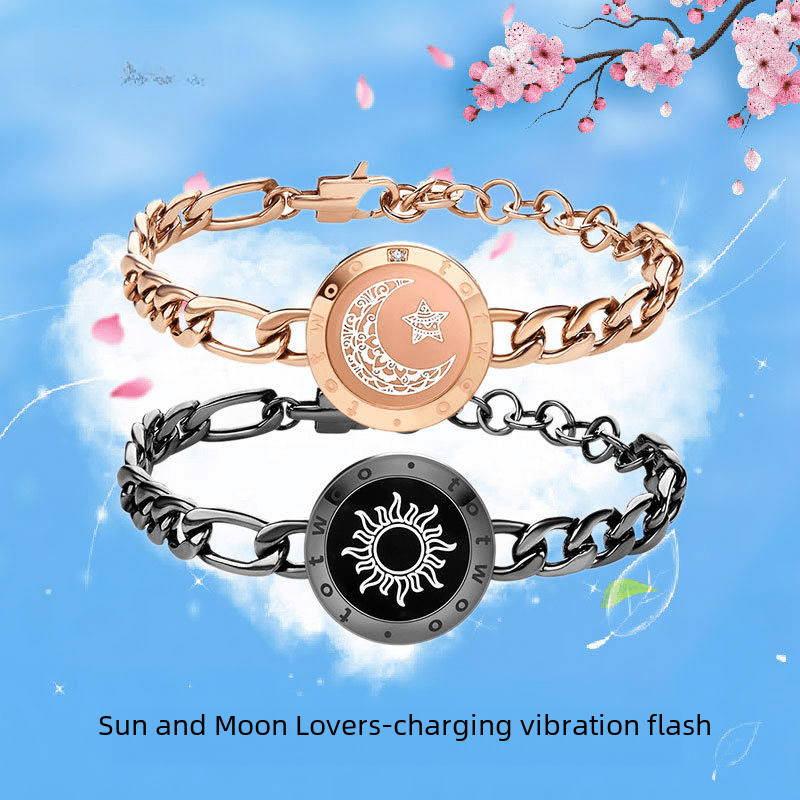 Long Distance Touch Bracelet for Couples | Vibration & Light Up Smart Bracelet | TotwoSun Moon Relationship Gift - Fun Stuff Gift Shop